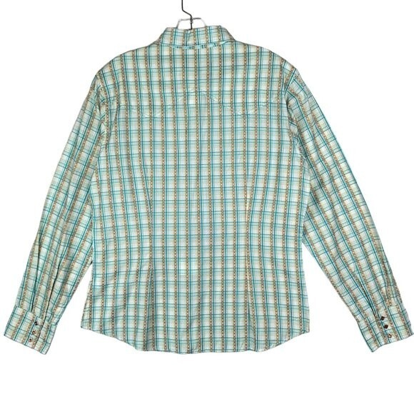 Panhandle Slim Women’s L Western Snap-Button Shirt – Green Plaid, NWT - Picture 2 of 11